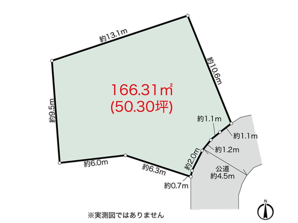 Compartment figure. Land price 16.8 million yen, Land area 166.31 sq m site about 50 square meters