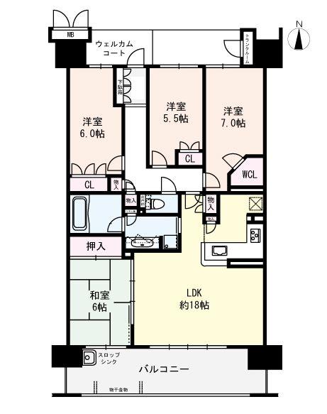 Floor plan. 4LDK, Price 31,800,000 yen, Occupied area 95.78 sq m , Balcony area 16.6 sq m