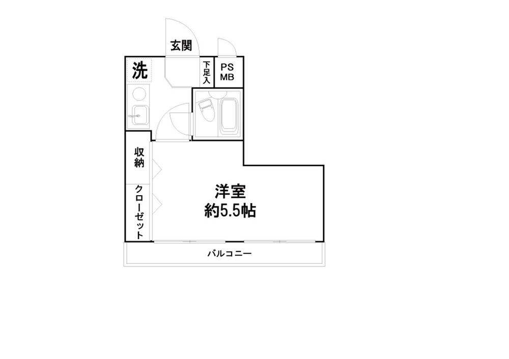 Floor plan. 1K, Price 4.7 million yen, Occupied area 17.66 sq m , Balcony area 6.43 sq m