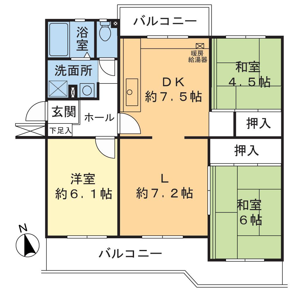 Floor plan. 3LDK, Price 9 million yen, Occupied area 71.77 sq m , Balcony area 14.81 sq m