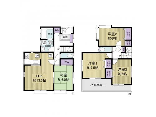 Floor plan. 23.8 million yen, 4LDK, Land area 100 sq m , Building area 93.96 sq m