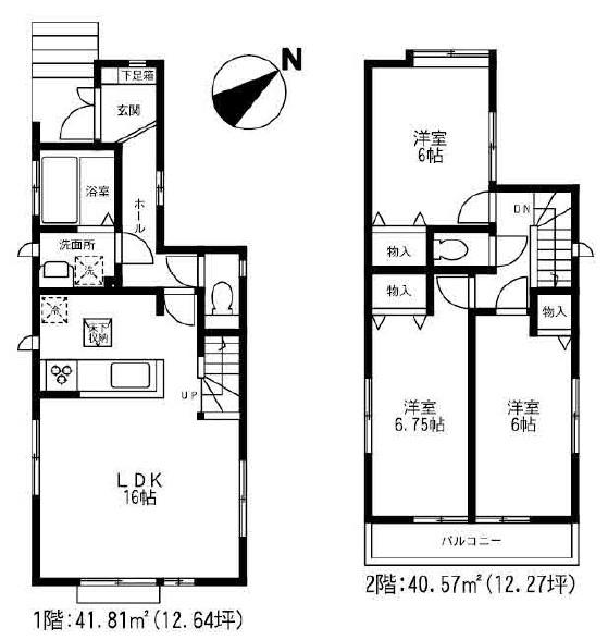 Floor plan. (Kamiimaizumi 6-chome Building 2), Price 28,300,000 yen, 3LDK, Land area 94.4 sq m , Building area 82.38 sq m