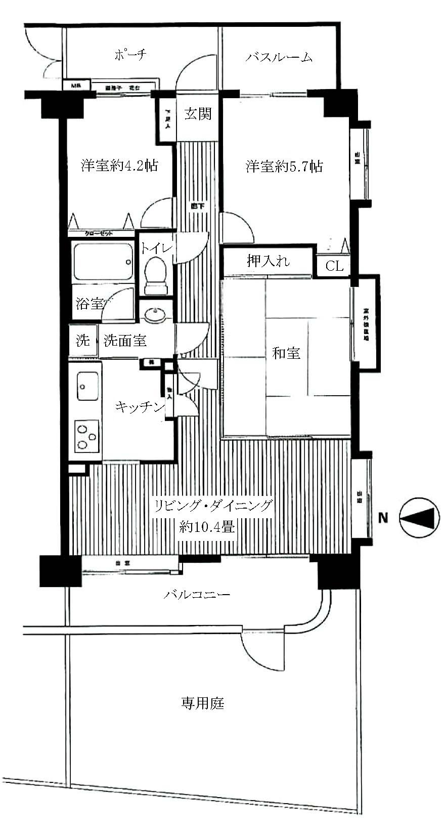 Floor plan. 3LDK, Price 16.8 million yen, Occupied area 62.76 sq m , Balcony area 11.95 sq m