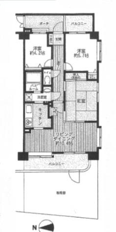 Floor plan. 3LDK, Price 16.8 million yen, Occupied area 62.76 sq m , Balcony area 11.95 sq m