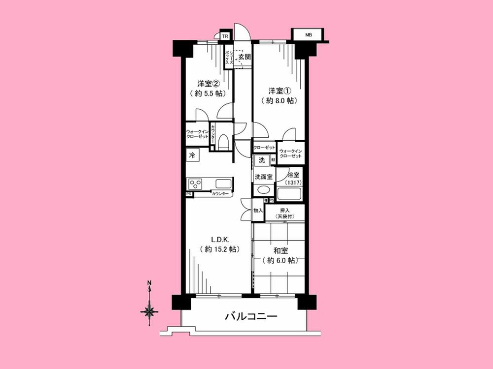 Floor plan. 3LDK, Price 29,900,000 yen, Occupied area 75.91 sq m , Balcony area 11.49 sq m