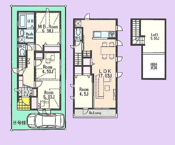 Floor plan. (B Building), Price 34,800,000 yen, 3LDK, Land area 78.28 sq m , Building area 89.22 sq m