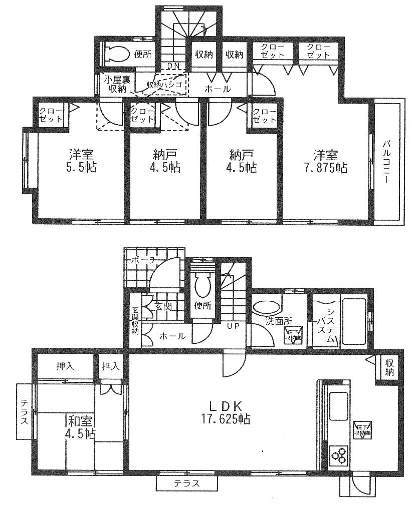 Floor plan. (1 Building), Price 34,500,000 yen, 3LDK+2S, Land area 150.41 sq m , Building area 105.99 sq m