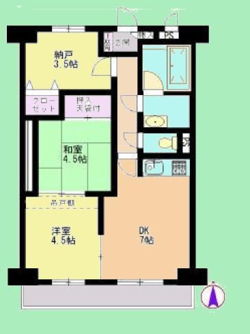 Floor plan. 2DK + S (storeroom), Price 8.5 million yen, Occupied area 51.79 sq m , Balcony area 5.29 sq m