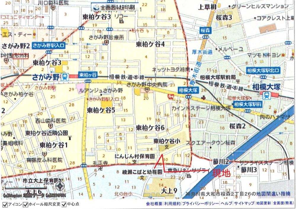 Local guide map. Sagamino, Sagamiotsuka both Station walking distance, It is flat to the station. 