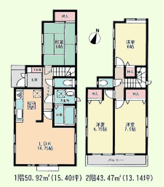 Floor plan. 27,800,000 yen, 4LDK, Land area 100.01 sq m , Building area 94.39 sq m