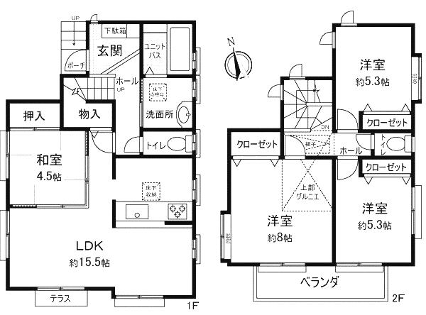 Floor plan. 32,500,000 yen, 4LDK, Land area 110.38 sq m , Building area 94.39 sq m