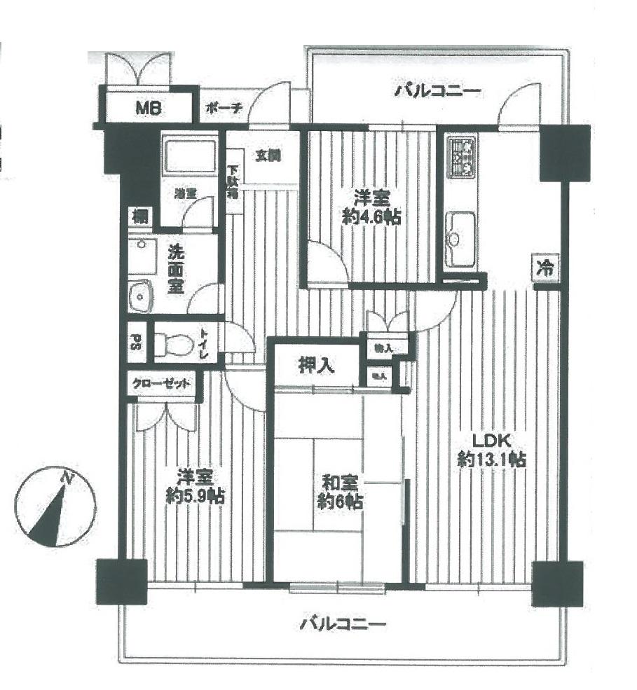 Floor plan. 3LDK, Price 12.9 million yen, Occupied area 70.12 sq m , Balcony area 18.8 sq m