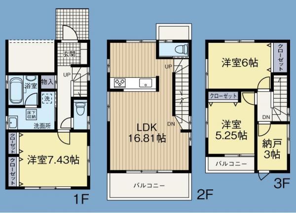 Floor plan. 29,800,000 yen, 3LDK+S, Land area 75.14 sq m , Building area 101.28 sq m