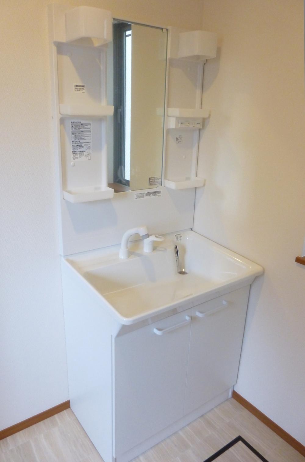 Wash basin, toilet. Vanity shower