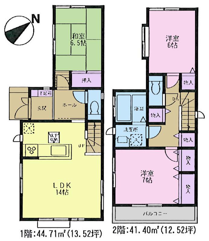 Floor plan. (1 Building), Price 26,800,000 yen, 3LDK, Land area 94.46 sq m , Building area 86.11 sq m