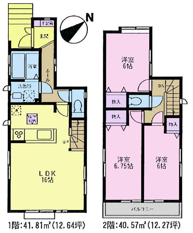 Floor plan. (Building 2), Price 28,300,000 yen, 3LDK, Land area 94.4 sq m , Building area 82.38 sq m