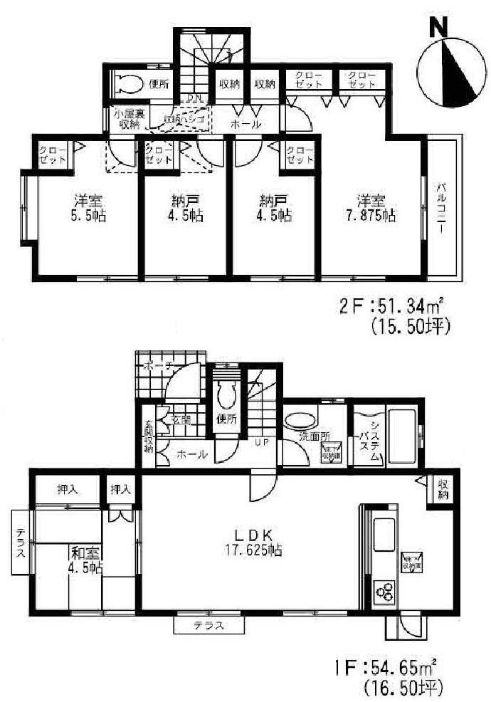 Floor plan. (1 Building), Price 32,800,000 yen, 3LDK+2S, Land area 150.41 sq m , Building area 105.99 sq m