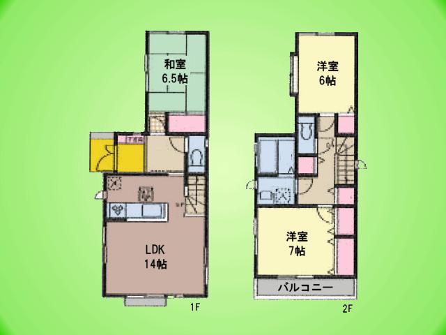 Floor plan. (1 Building), Price 26,800,000 yen, 3LDK, Land area 94.46 sq m , Building area 86.11 sq m