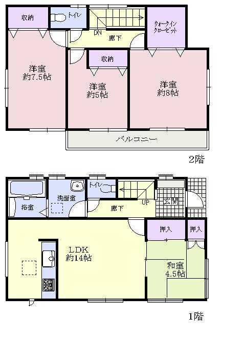 Floor plan. 37,800,000 yen, 4LDK, Land area 120.09 sq m , Building area 96.04 sq m
