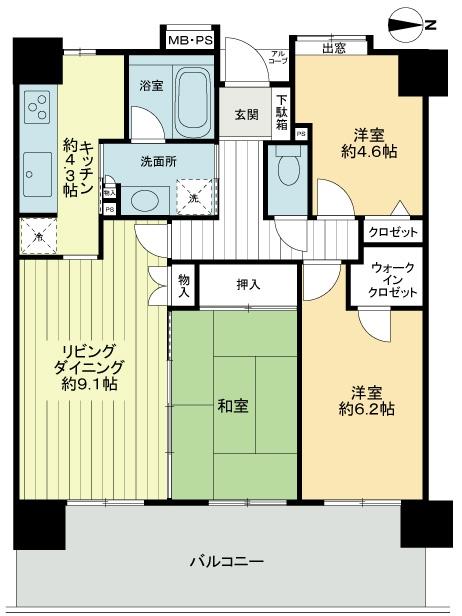 Floor plan. 3LDK, Price 17.5 million yen, Footprint 68.7 sq m , Balcony area 16 sq m