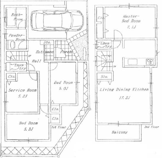 Floor plan. 29,800,000 yen, 3LDK + S (storeroom), Land area 98.06 sq m , Building area 101.64 sq m