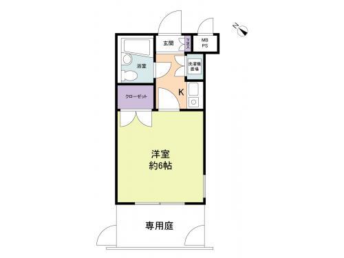 Floor plan. 1K, Price 3.1 million yen, Footprint 16.8 sq m