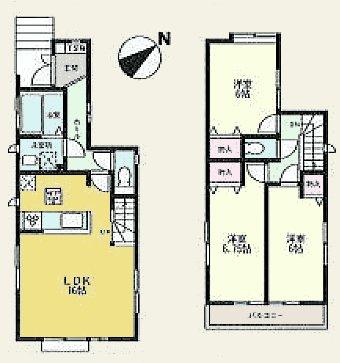 Floor plan. (Building 2), Price 28,300,000 yen, 3LDK, Land area 94.4 sq m , Building area 82.38 sq m