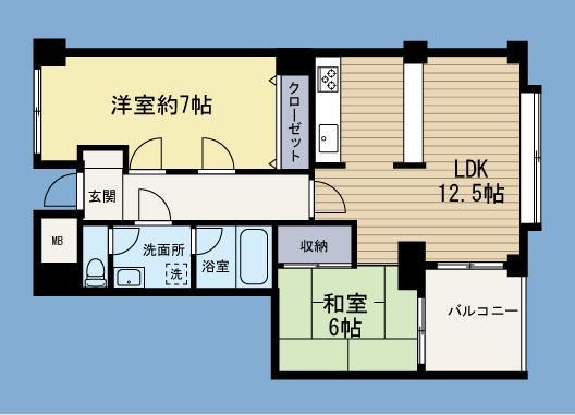 Floor plan. 2LDK, Price 15.7 million yen, Footprint 66 sq m , Balcony area 9 sq m