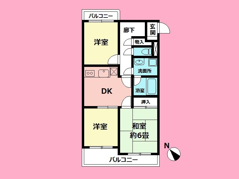 Floor plan. 3DK, Price 14.8 million yen, Occupied area 50.33 sq m , Balcony area 7.84 sq m