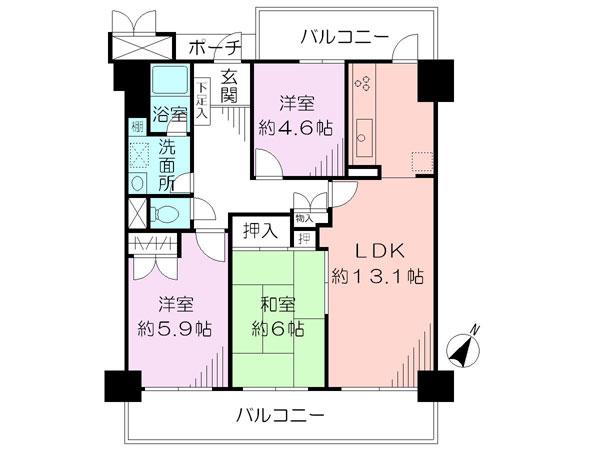 Floor plan. 3LDK, Price 12.9 million yen, Occupied area 70.12 sq m , Balcony area 18.8 sq m