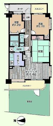 Floor plan. 3LDK, Price 16.8 million yen, Occupied area 62.76 sq m , Balcony area 11.95 sq m