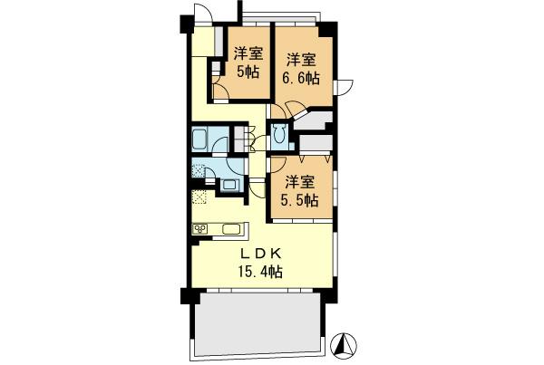 Floor plan. 3LDK, Price 34,800,000 yen, Occupied area 72.99 sq m