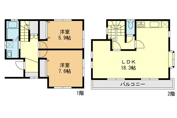 Floor plan. 21,800,000 yen, 2LDK, Land area 86.12 sq m , Building area 76.59 sq m