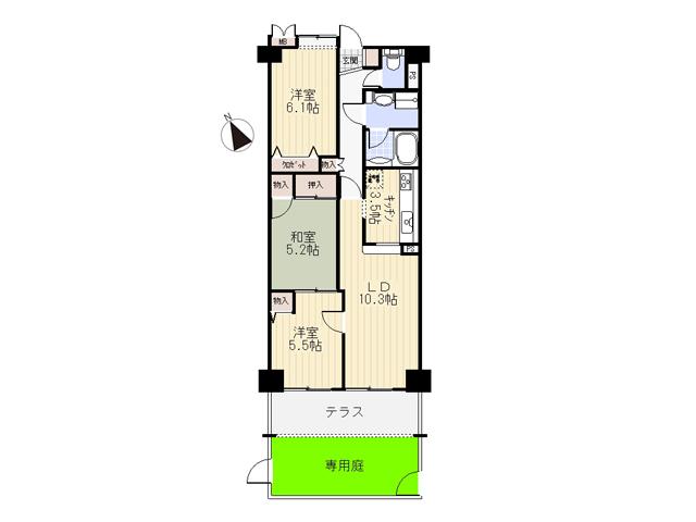 Floor plan. 3LDK, Price 11.5 million yen, Occupied area 69.25 sq m