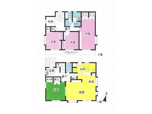 Floor plan. 34,800,000 yen, 4LDK, Land area 177.16 sq m , Building area 132.19 sq m