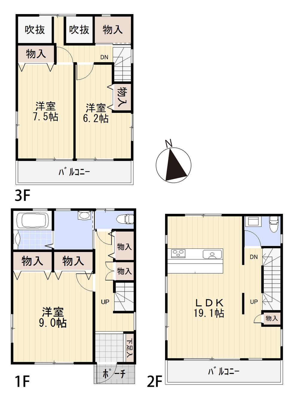 Floor plan. 39,800,000 yen, 3LDK + S (storeroom), Land area 111.78 sq m , Building area 107.64 sq m