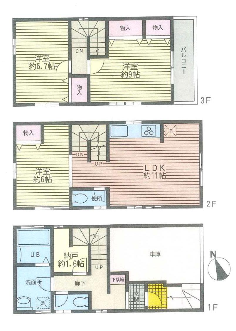 Floor plan. 43,800,000 yen, 3LDK + S (storeroom), Land area 56.1 sq m , Building area 105.96 sq m