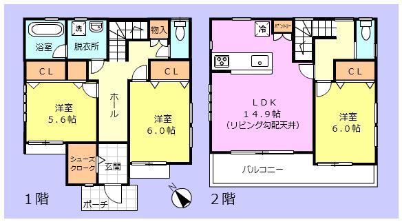 Floor plan. 43,800,000 yen, 3LDK, Land area 120.02 sq m , Building area 91.5 sq m floor plan