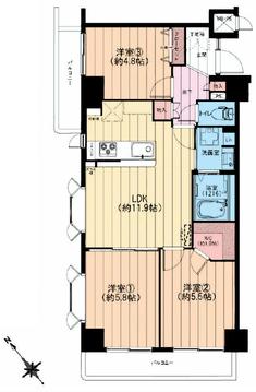 Floor plan. 3LDK, Price 27,900,000 yen, Occupied area 60.52 sq m , Balcony area 8.26 sq m