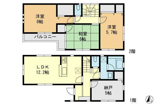Floor plan. Price 32,800,000 yen, 3LDK+S, Land area 93.48 sq m , Building area 89.1 sq m