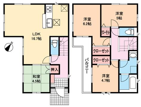 Floor plan. 38,800,000 yen, 4LDK, Land area 88.53 sq m , Building area 87.47 sq m