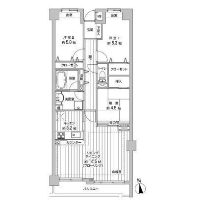 Floor plan. 3LDK, Price 21,950,000 yen, Occupied area 75.03 sq m , Balcony area 6.4 sq m floor plan.