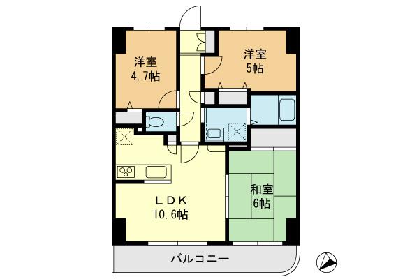 Floor plan. 3LDK, Price 16.8 million yen, Occupied area 58.38 sq m , Balcony area 7.15 sq m