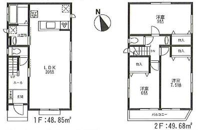 Floor plan. 30,800,000 yen, 3LDK, Land area 177.73 sq m , Building area 98.53 sq m