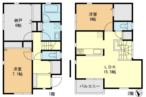 Floor plan. 26,800,000 yen, 2LDK+S, Land area 108.12 sq m , Building area 89.42 sq m