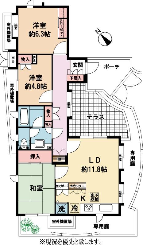 Floor plan. 3LDK, Price 24,800,000 yen, Occupied area 73.56 sq m , Balcony area 6.33 sq m