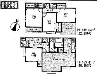 Floor plan. (1 Building), Price 39,800,000 yen, 4LDK, Land area 145.85 sq m , Building area 96.05 sq m