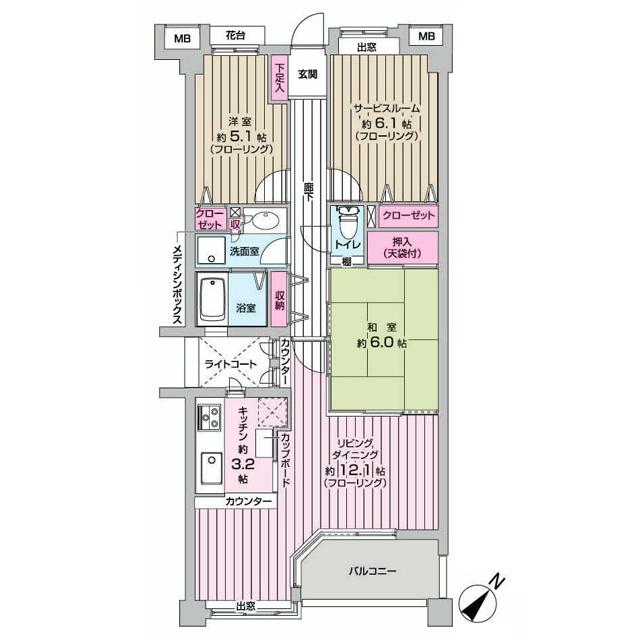 Floor plan. 2LDK + S (storeroom), Price 23.8 million yen, Occupied area 71.98 sq m , Balcony area 5.59 sq m