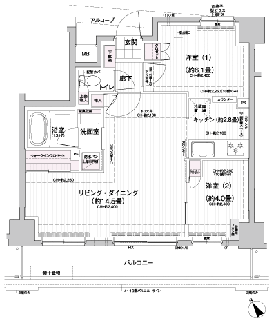 Floor: 2LDK, occupied area: 57.08 sq m, Price: 39,500,000 yen ・ 39,900,000 yen, now on sale