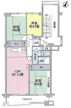 Floor plan. 3LDK, Price 27,900,000 yen, Occupied area 70.25 sq m , Balcony area 8.7 sq m